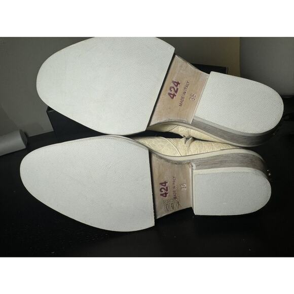 424 White Zip Shine Calf Cuban Boots main image 11